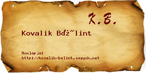 Kovalik Bálint névjegykártya